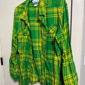 Oregon Ducks Columbia Green and Yellow Plaid Shirt